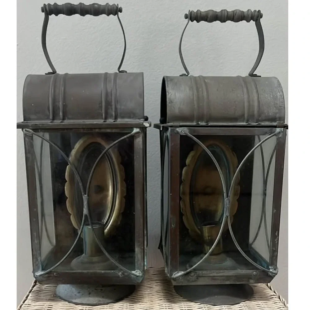Colonial Revival Lantern 80s pair wall or Table top